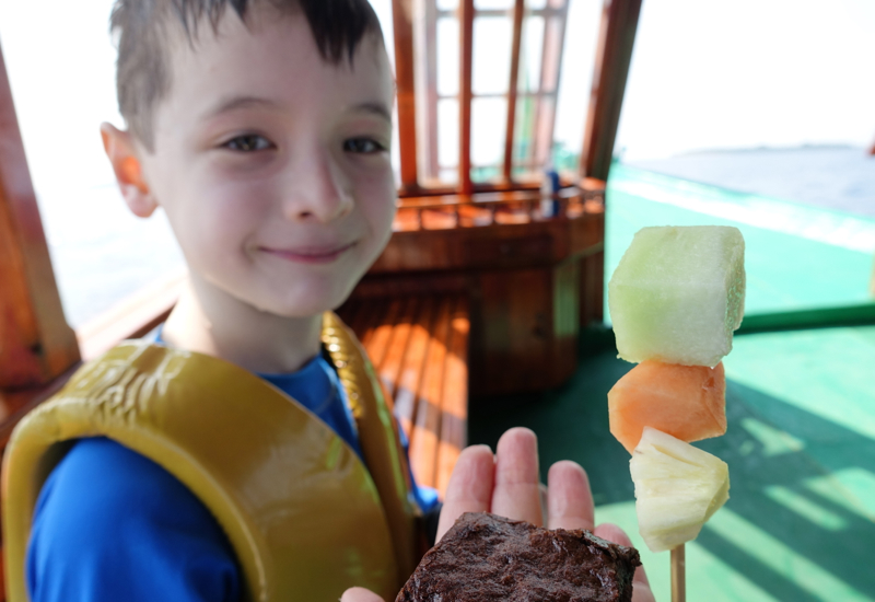 Yummy Fruit and Brownies Post-Snorkel, Landaa Giraavaru