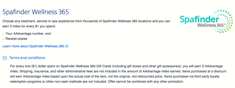Earn 3 AAdvantage Miles per Dollar Spent on Spafinder Gift Cards