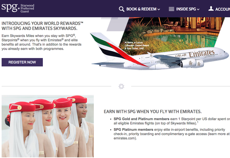 Earn 1 SPG Starpoint per Dollar Spent on Emirates Flights