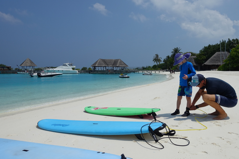 Getting Ready for Our First Surfing Lesson, Kuda Huraa