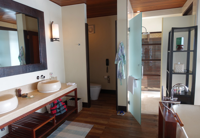 Sunset Water Bungalow Bathroom, Four Seasons Maldives at Kuda Huraa