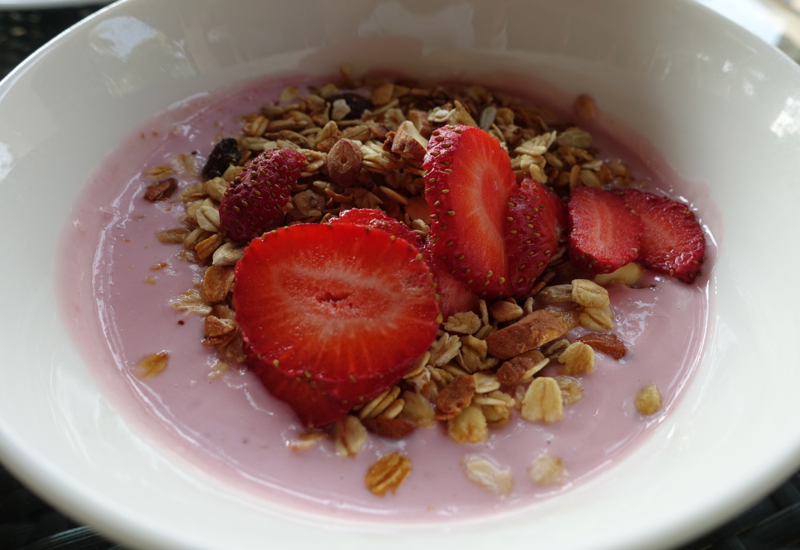 Four Seasons Maldives Kuda Huraa Restaurant Review: Yogurt with Granola for Breakfast at Cafe Huraa