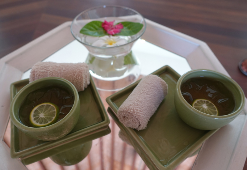 Refreshing Towel and Lemongrass Iced Tea, Island Spa at Kuda Huraa