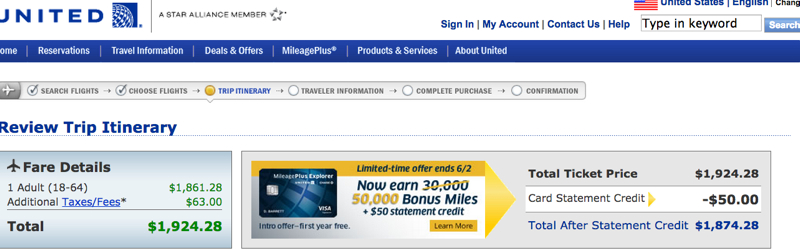 55K United MileagePlus Explorer Signup Bonus Offer with $50 Statement Credit