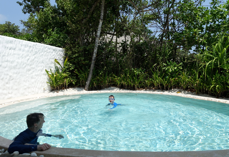 Enjoying a Swim in Our Private Pool, Soneva Fushi
