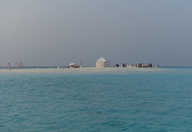 Cocktails with Management on Soneva Fushi's Private Sand Bank