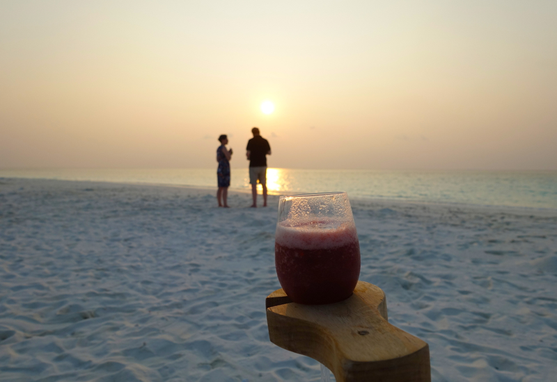 Enjoying the Sunset Over Cocktails, Soneva Fushi