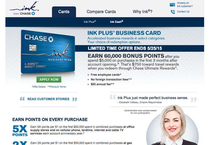 60K Ink Plus Business Card Bonus Offer