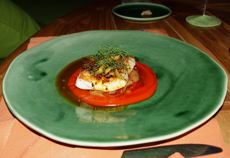 Reef Fish with Red Pepper Puree, Fresh in the Garden, Soneva Fushi