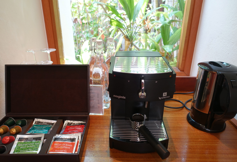 Nespresso Machine and Bottled Water, Conrad Maldives