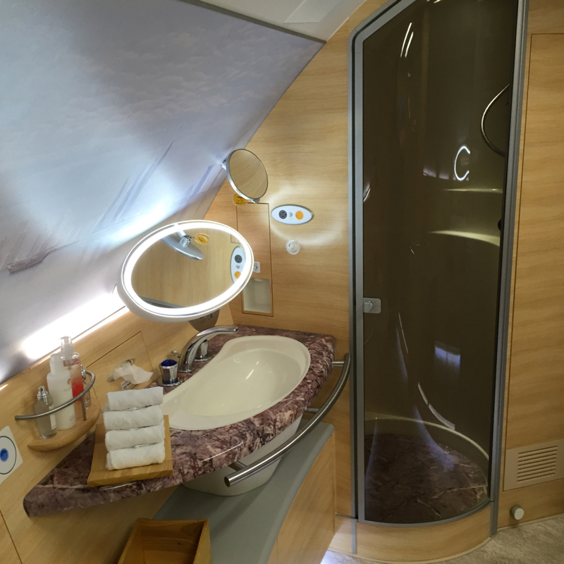 Emirates First Class Shower on the A380