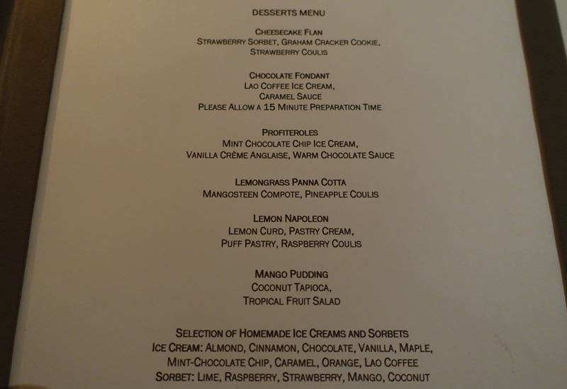 Amantaka Dessert Menu