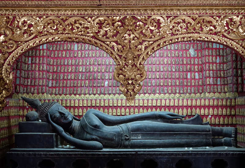 Reclining Buddha Inside the Red Chapel, Luang Prabang