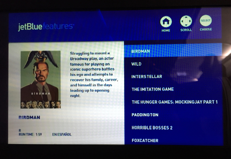 JetBlue Mint Review-IFE Movie Selections