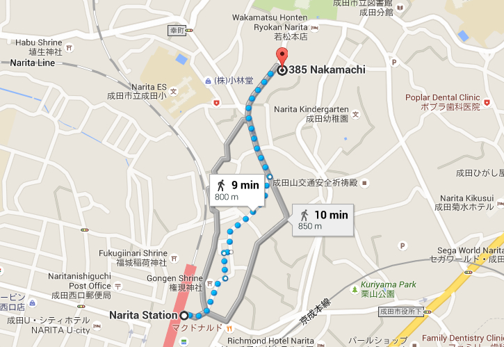 Map of How to Get to Kikuya from Narita Station