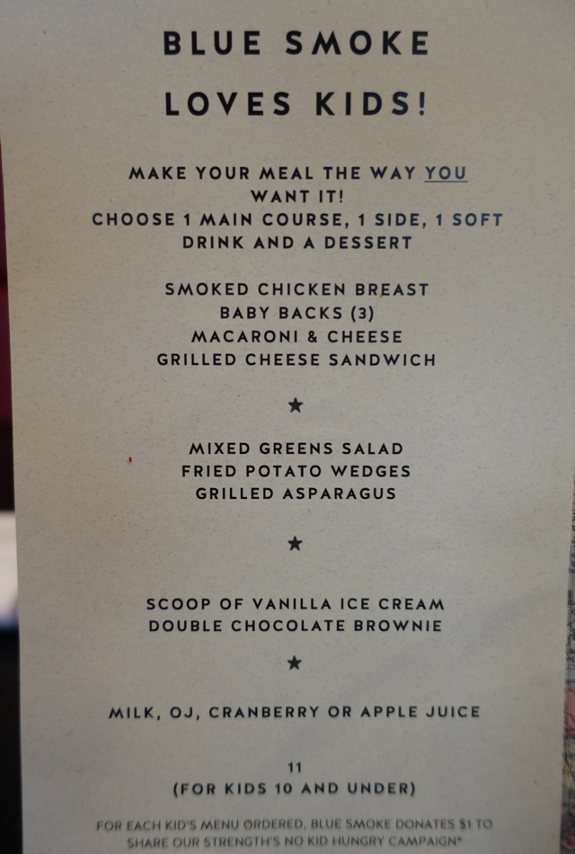 Blue Smoke NYC Kids' Menu