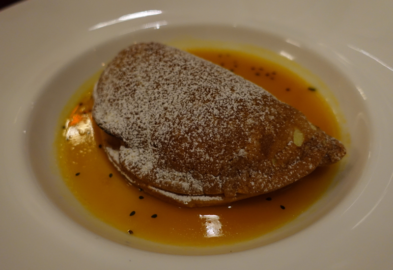 Crepe Souffle C.T. with Passion Fruit Caramel, Allium Four Seasons Chicago