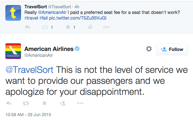 American Airlines Twitter: Sorry for Your Seat, But No Mention of Fee Refund