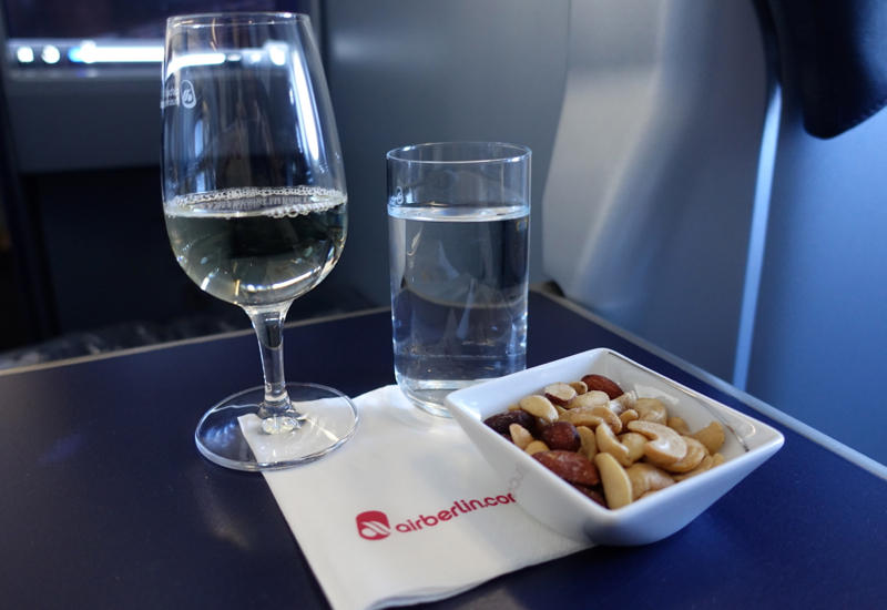 Air Berlin Business Class Review-White Wine and Mixed Nuts