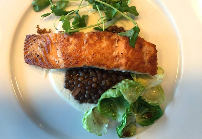 Roasted Salmon, Virgin Atlantic Clubhouse NYC JFK Airport Review