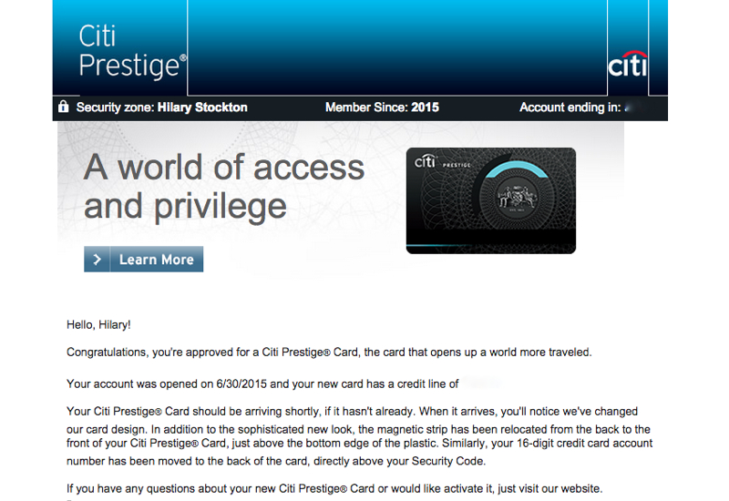 Approved for Citi Prestige Card After Declined Message, No Reconsideration Needed