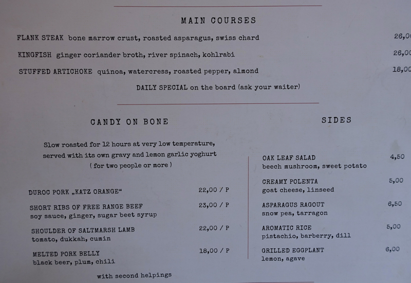 Katz Orange Berlin Menu