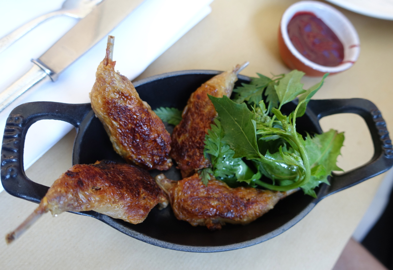 Quail Confit with Cherry Chili Sauce, Katz Orange Review