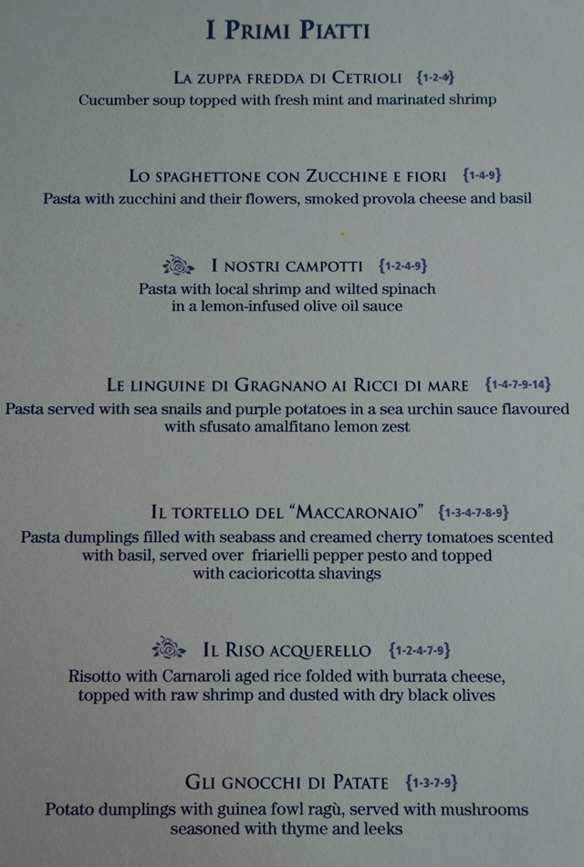 Pasta Menu-Monastero Santa Rosa Restaurant-Il Refettorio