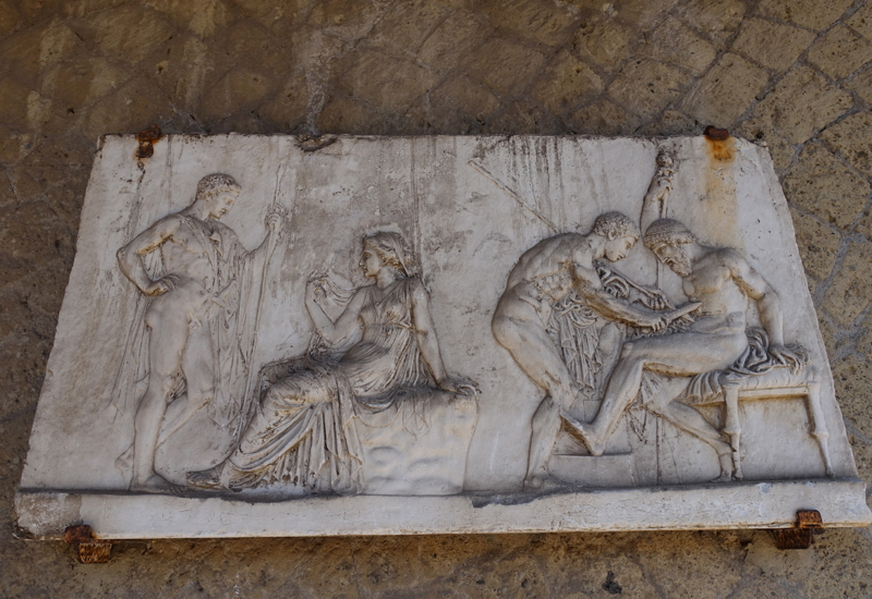 Herculaneum Sculpture-Bas-Relief of Achilles with Mother and with Telephus