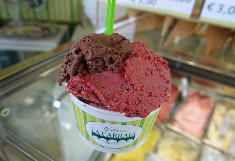 Gelato at Gelateria La Carraia, Florence