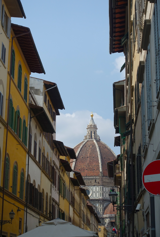 View of Duomo from Via dei Servi, Florence, on our way to the Leonardo da Vinci Museum