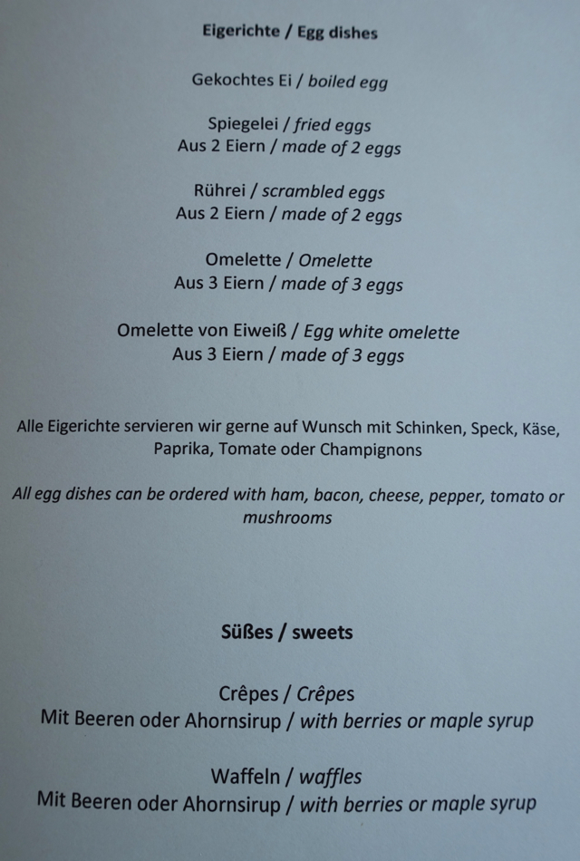 Breakfast Menu of Made to Order Egg Dishes, The LOFT Restaurant, Sofitel Vienna Stephansdom