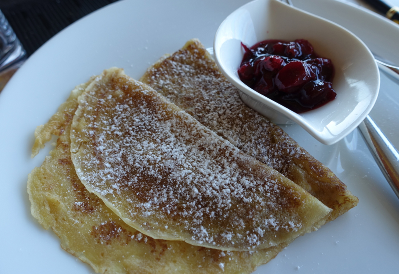 Crepes with Berry Sauce, Breakfast at Sofitel Vienna Stephansdom