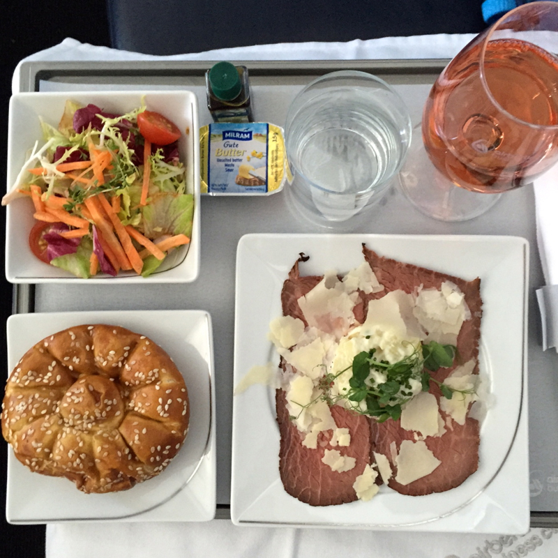 Review-Air Berlin Business Class-Roast Beef Carpaccio Appetizer