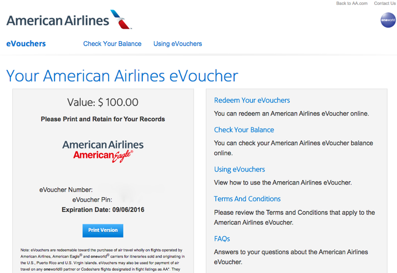 American Airlines eVoucher Compensation and eVoucher Rules