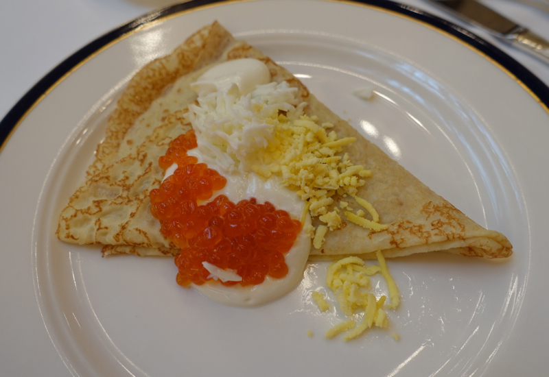 Blini with Caviar and Sour Cream, Breakfast at Grand Hotel Europe