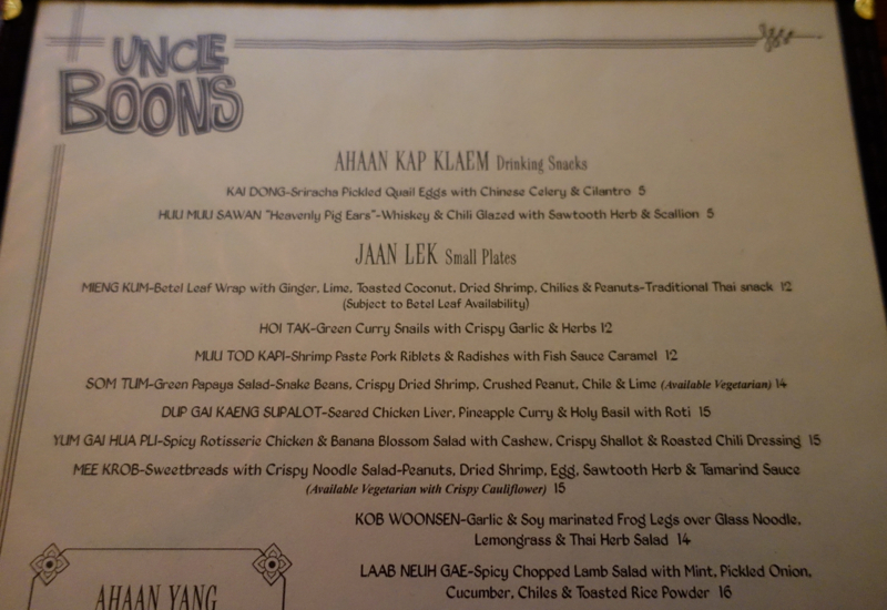 Uncle Boons Menu-Small Plates