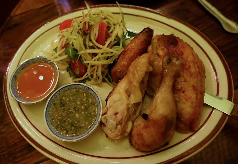 Kai Yang (Rotisserie Chicken) with Green Papaya Salad, Uncle Boons