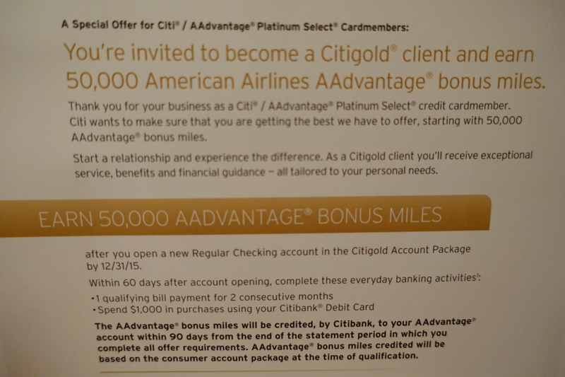 50K AAdvantage Miles for New Citigold Checking Account