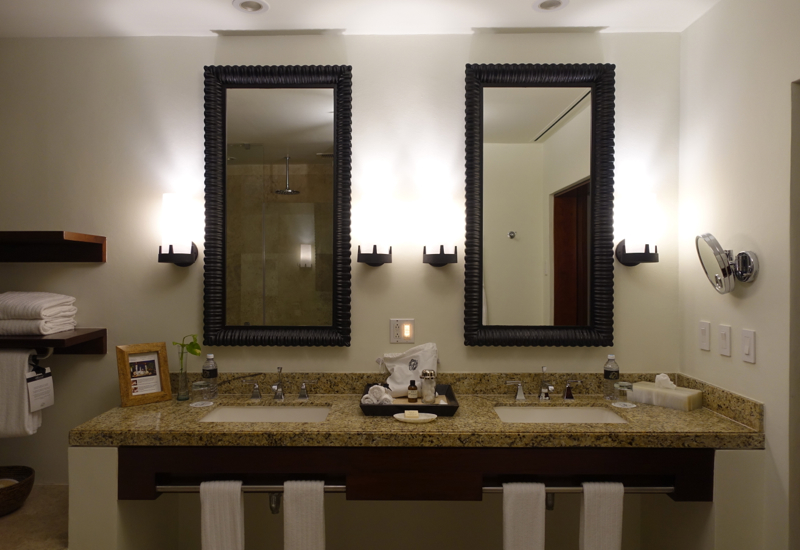 Fairmont Mayakoba Review-Deluxe Casita Bathroom, Double Sinks