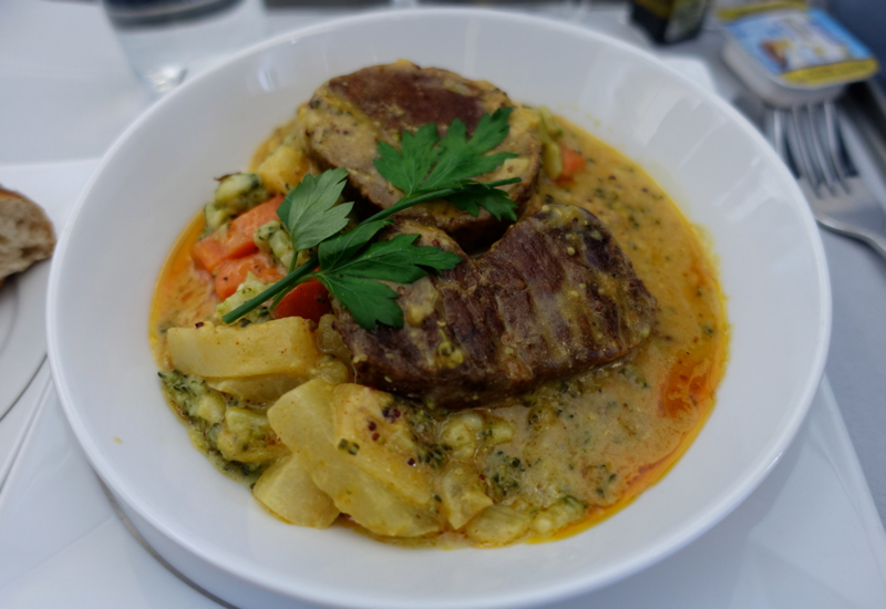 Braised Beef with Dijon Mustard Sauce, Air Berlin Business Class Review