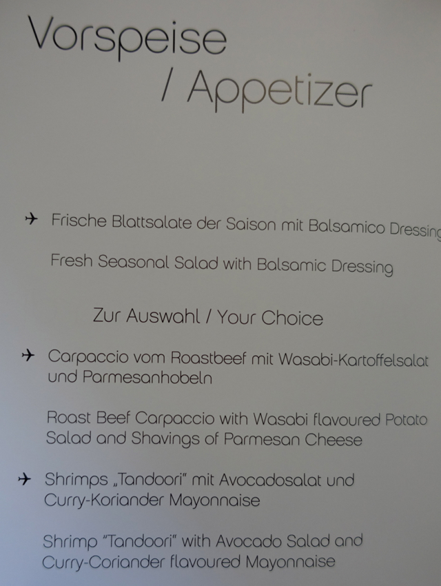 Airberlin Business Class Menu - Appetizers