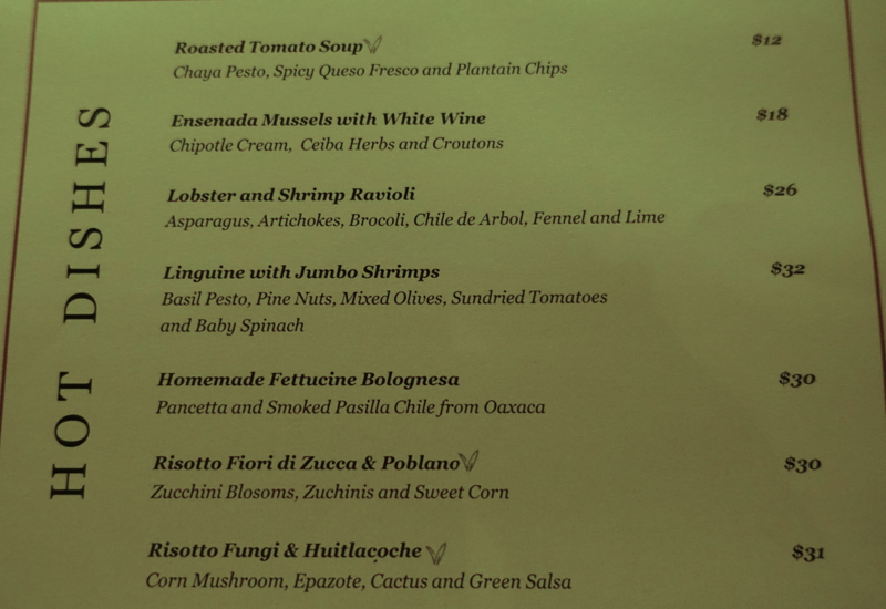 Casa del Lago Menu-Pastas-Rosewood Mayakoba Review