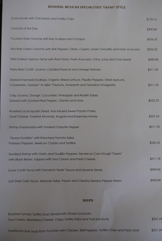 Punta Bonita Dinner Menu, Rosewood Mayakoba Review