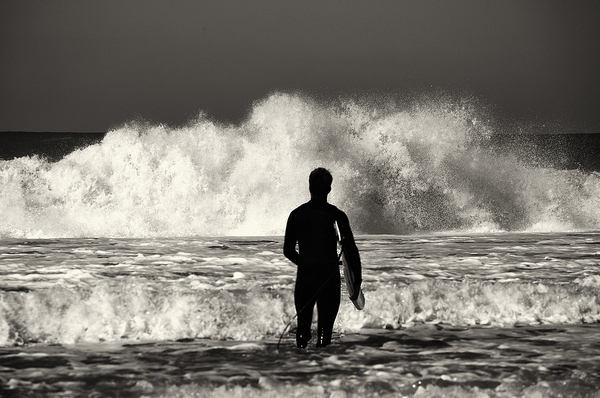 Surfing in Miramar, Argentina