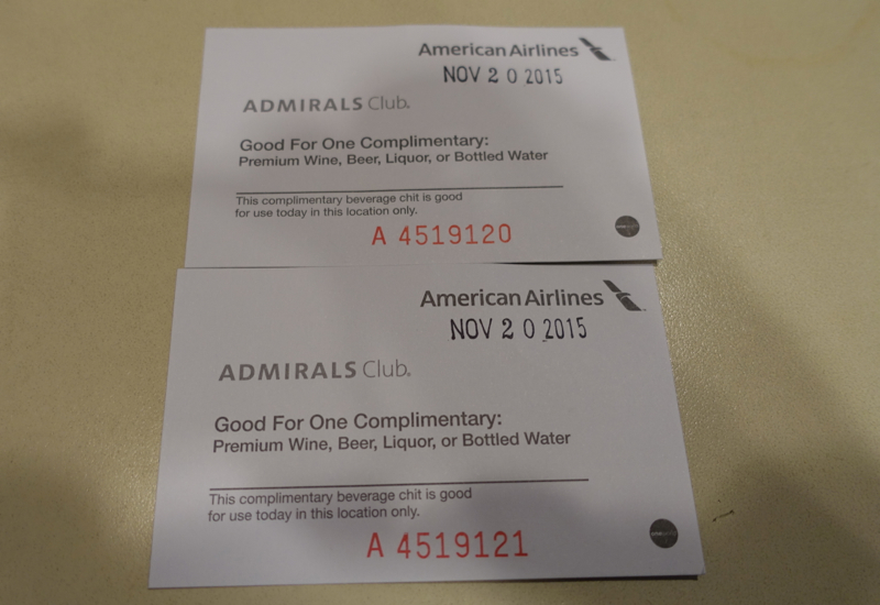 Admirals Club Lounge JFK Terminal 8: Complimentary Drink Vouchers