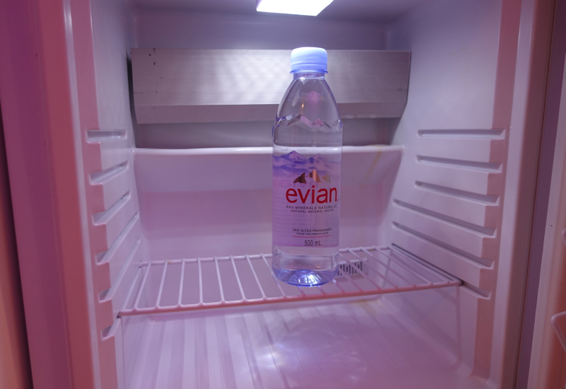 Bottle of Evian, CitizenM Paris CDG Hotel Review