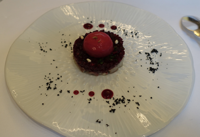 Beetroot and Eel Amuse Bouch, Le Cinq Restaurant Review, Four Seasons Paris