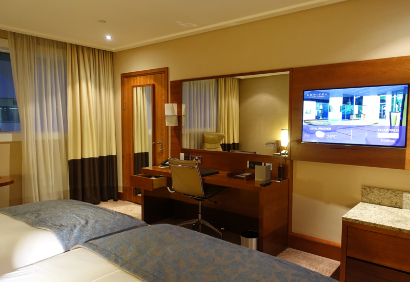 Sofitel London Heathrow Review-Luxury Room Desk and TV