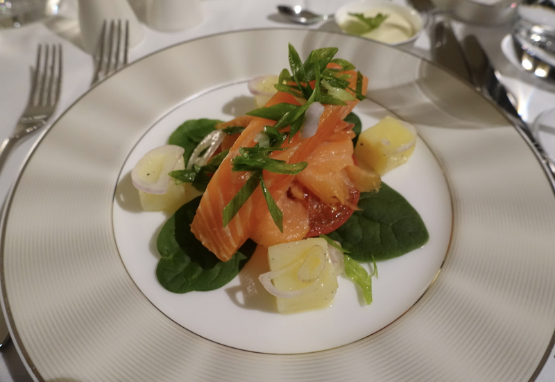 Review-Etihad First Class Apartment A380-Balik Salmon Appetizer